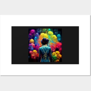 Woman with a colorful background - best selling Posters and Art